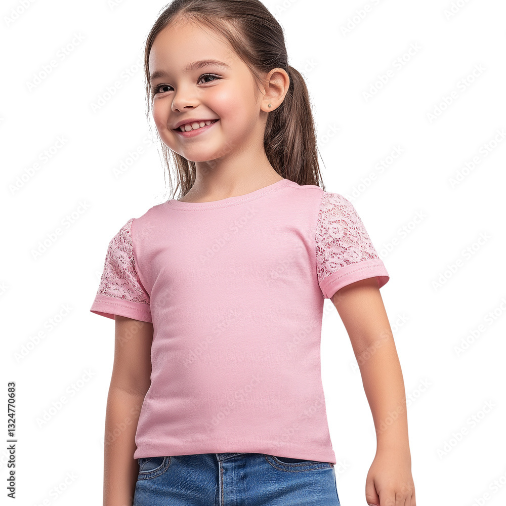 Fototapeta premium Young Girl Wearing Pink T-Shirts 
