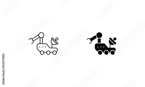 Space Rover icons set line and glyph vector stock illustration
