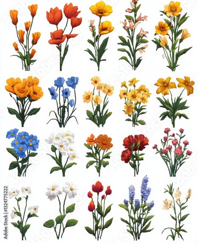 Wallpaper Mural Brightly colored flowers arranged in rows showcasing various species and vibrant hues found in nature's garden during springtime Torontodigital.ca