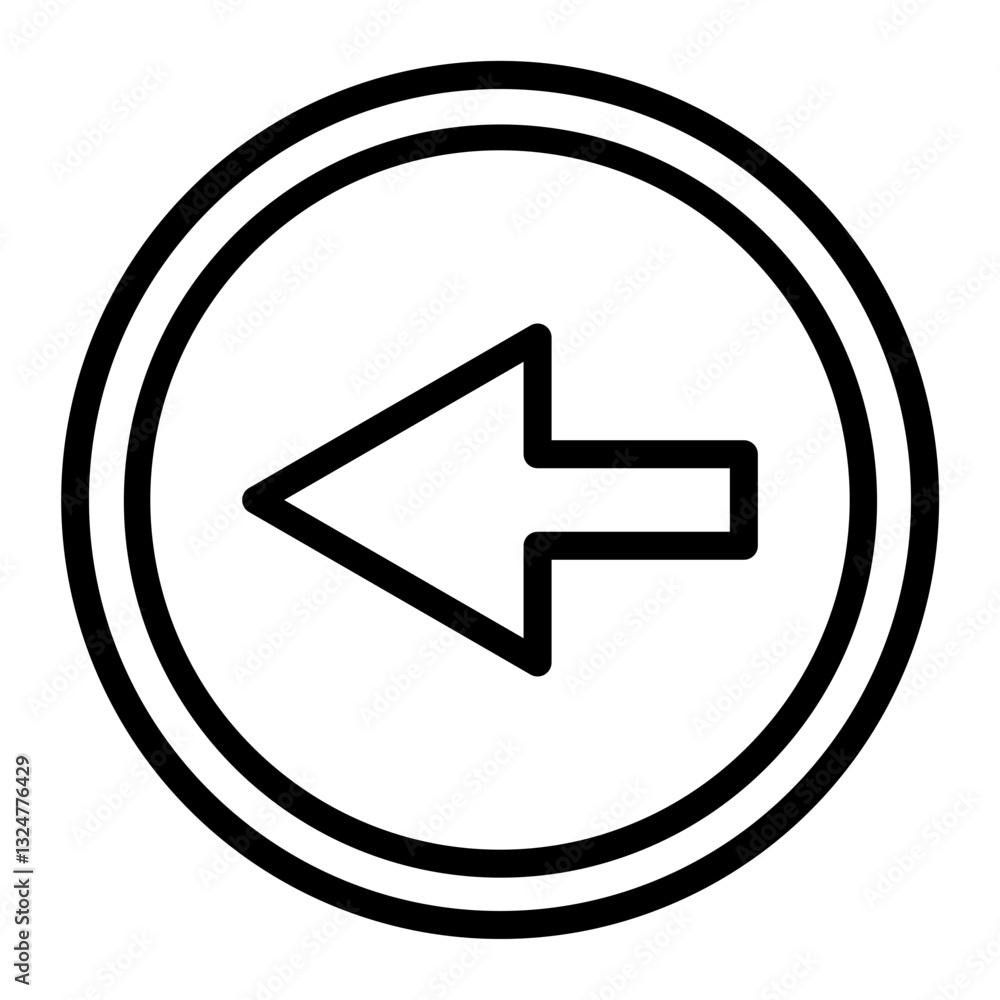 Backward Button Vector Line Icon Design Backward Button Vector Line Icon Design
