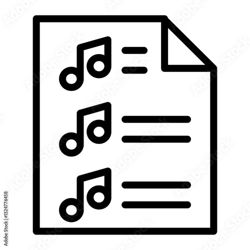 Music Sheet Vector Line Icon Design