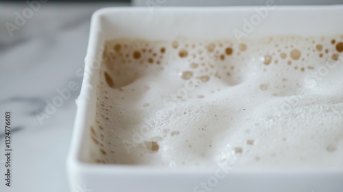 The cheese surface shows a fascinating network of holes and bubbles, highlighted through macro photography techniques