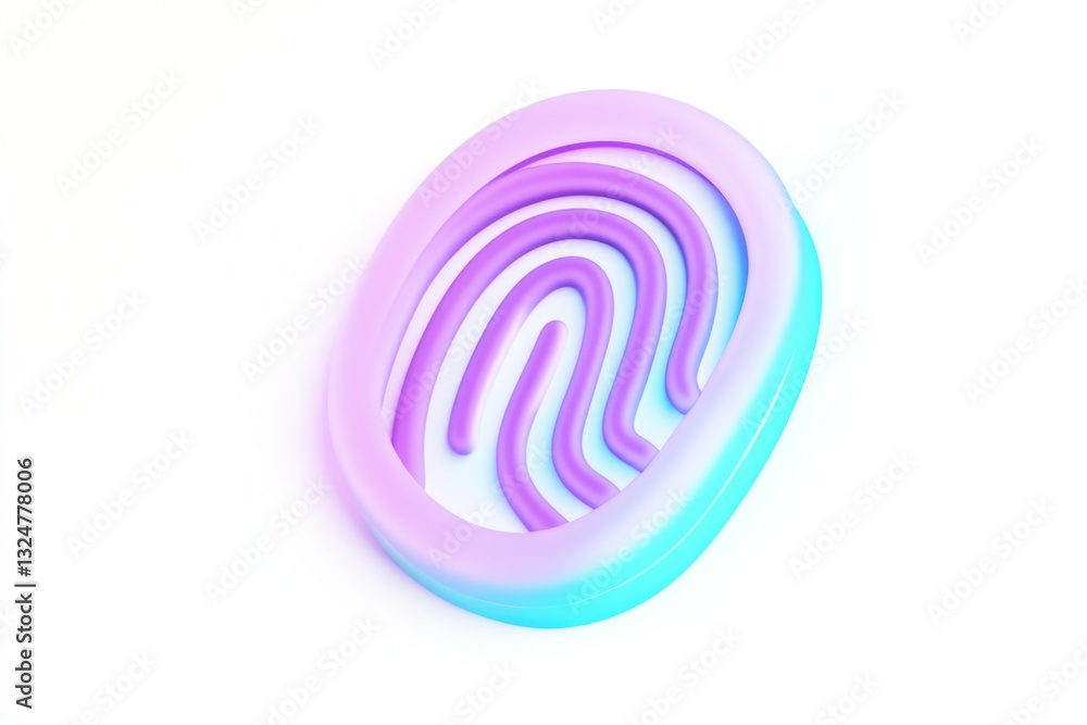 Biometric Security: A vibrant 3D rendering of a fingerprint, symbolizing identity, security, and technological innovation, rendered in eye-catching colors and modern style. Biometric Security: A vibrant 3D rendering of a fingerprint, symbolizing identity, security, and technological innovation, rendered in eye-catching colors and modern style.