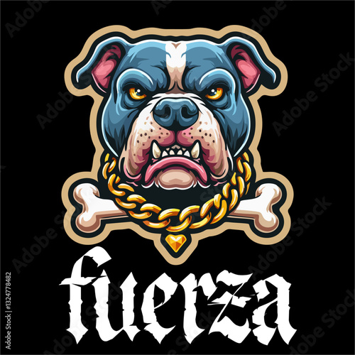 Illustration gangster pitbull head vector logo