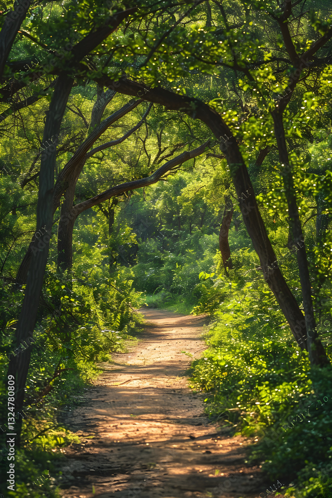 Naklejka premium Serene Wilderness: An Enthralling Glimpse of the Verdent TX Hiking Trails