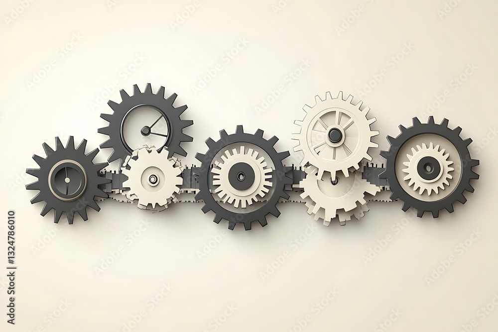 Interlocking Gears Illustrating Teamwork and Innovation Process Interlocking Gears Illustrating Teamwork and Innovation Process