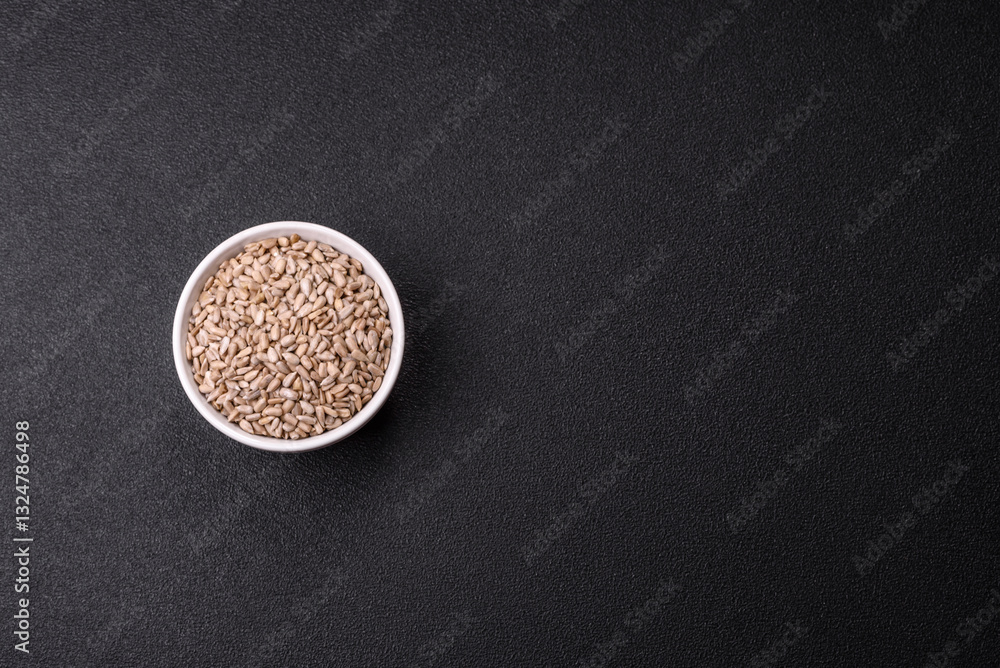 Peeled sunflower seeds in a bowl, an ingredient for making vegetarian food