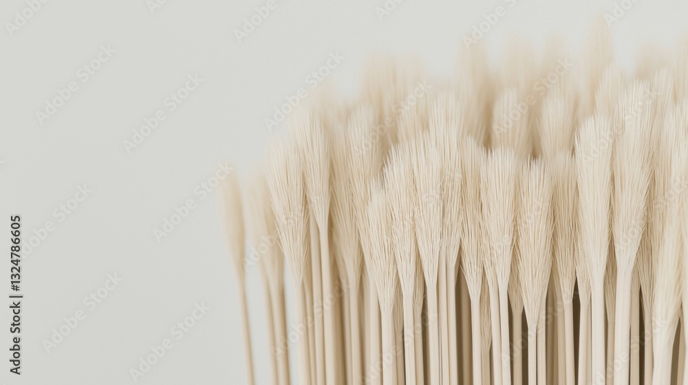 Extreme close-up reveals the intricate texture and arrangement of paintbrush bristles, capturing their delicate features and form Extreme close-up reveals the intricate texture and arrangement of paintbrush bristles, capturing their delicate features and form