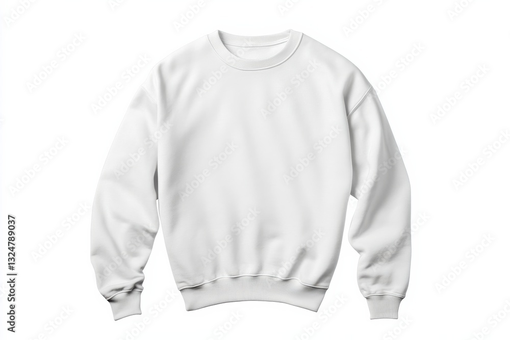 Fototapeta premium White crew-neck sweatshirt on a white background