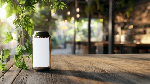 Blank Beverage Can Mockup Rustic Setting