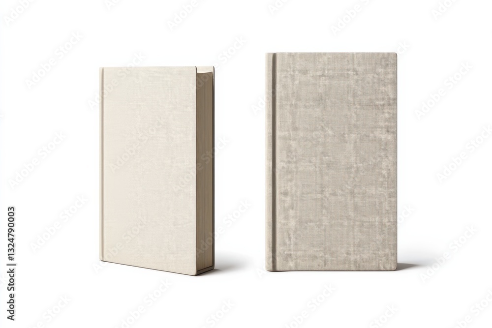 Hardcover book with elegant dust jacket on white backdrop Hardcover book with elegant dust jacket on white backdrop
