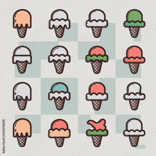 Cartoon Ice Cream Treats Colorful Collection [with spaces]