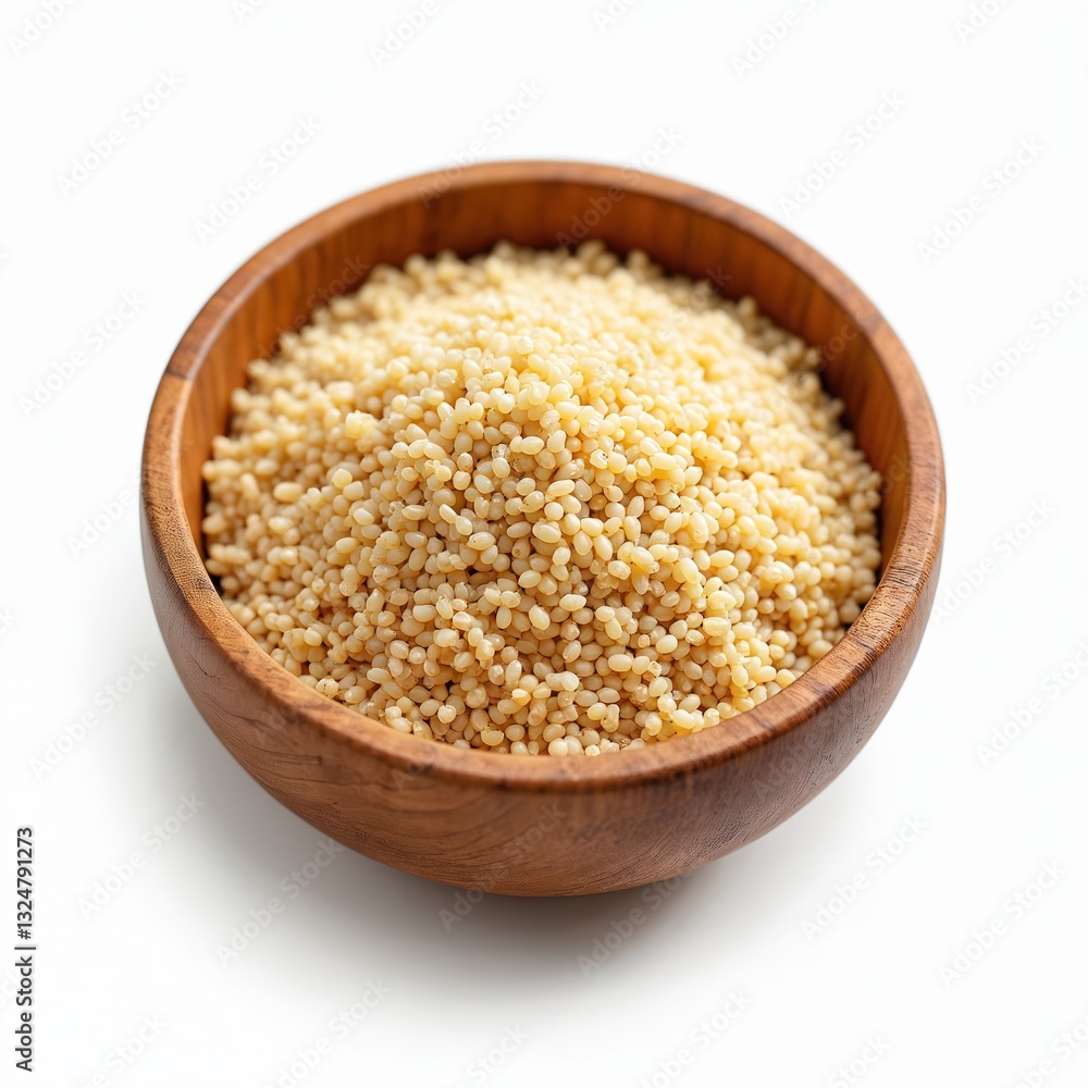 Isolated wooden bowl with quinoa on white background. Healthy diet food rich in protein, fiber, vitamins, gluten-free. Ingredient for vegetarian, vegan nutrition. Superfood, cooking concept. Isolated wooden bowl with quinoa on white background. Healthy diet food rich in protein, fiber, vitamins, gluten-free. Ingredient for vegetarian, vegan nutrition. Superfood, cooking concept.