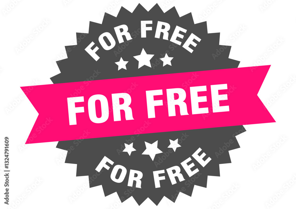 Fototapeta premium for free. for free round pink label isolated on transparent background