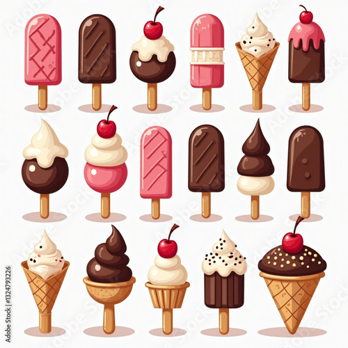 Cartoon Ice Cream Treats Colorful Collection [with spaces]