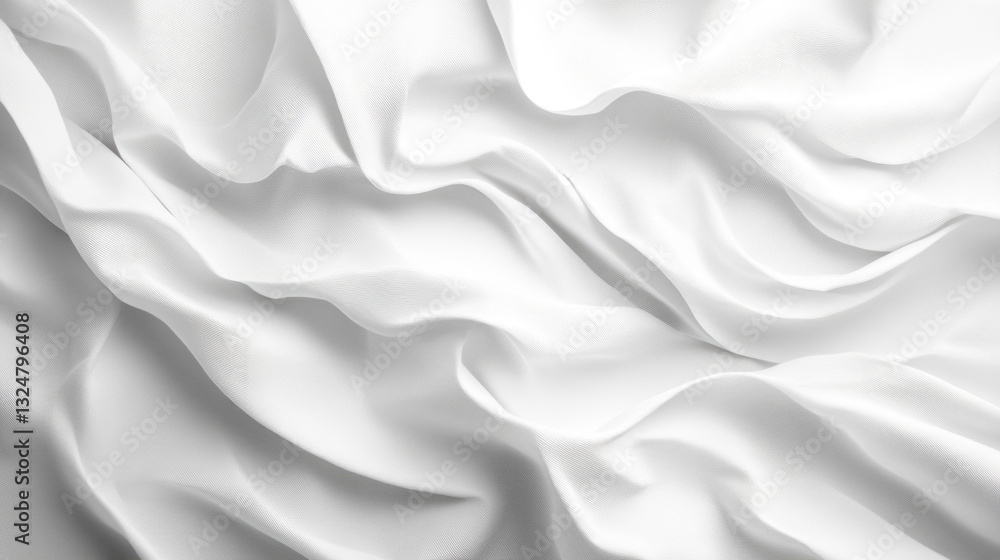 Obraz premium Smooth white silk fabric with elegant ripples and soft texture
