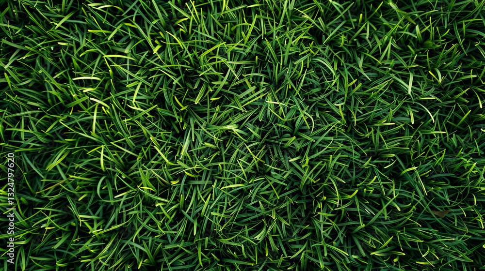 Top-down view of lush green soccer field, perfectly maintained sports turf Top-down view of lush green soccer field, perfectly maintained sports turf