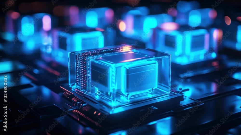 Fototapeta premium Illuminating the future: intricate network of advanced computing processors
