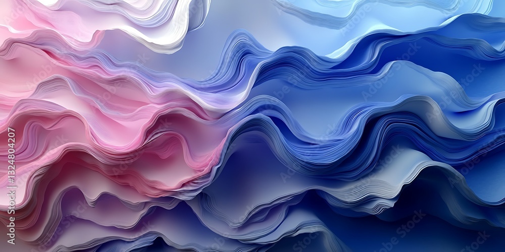 Fototapeta premium Abstract Pink & Blue Wave Pattern (1)