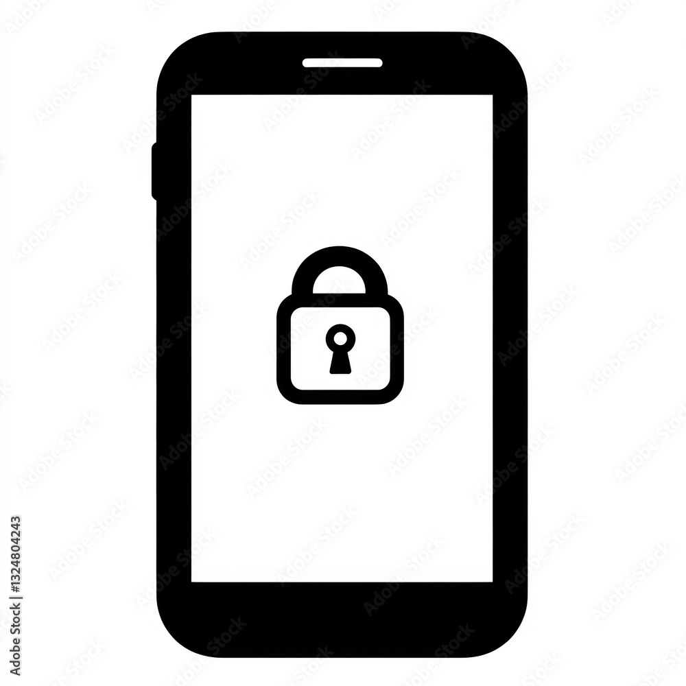 Icon of lock on smart phone screen. Security. Confidential. Protection.