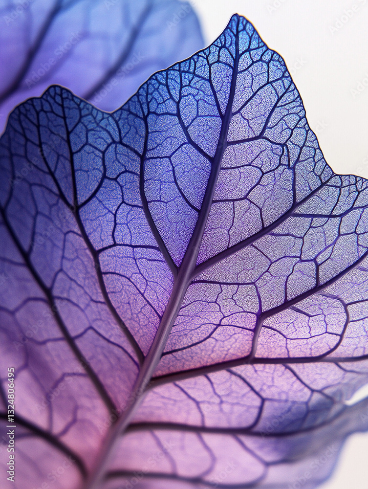Obraz premium Delicate purple and blue translucent leaf patterns