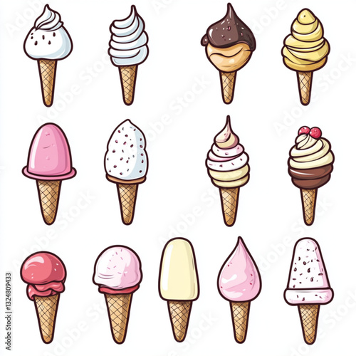Cartoon Ice Cream Treats Colorful Collection [with spaces]
