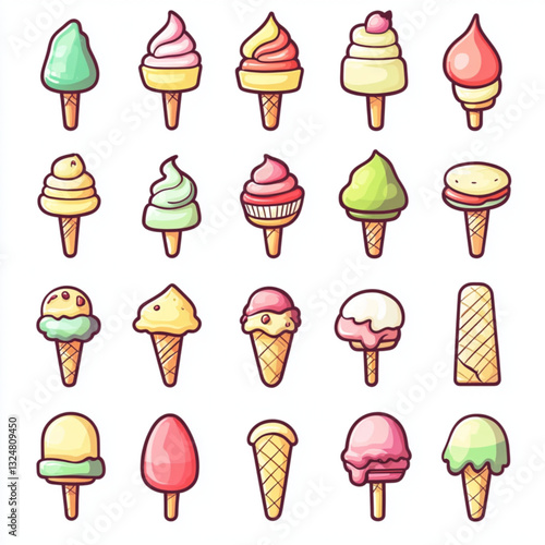 Cartoon Ice Cream Treats Colorful Collection [with spaces]