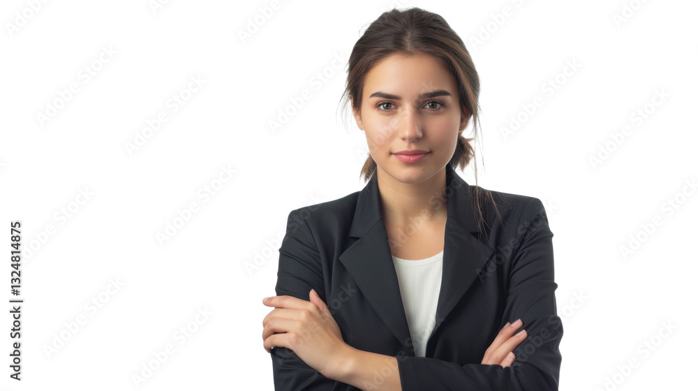 Confident businesswoman crossing arms on transparent background Confident businesswoman crossing arms on transparent background