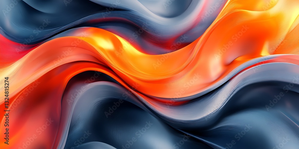 Obraz premium Abstract orange and blue waves (14)