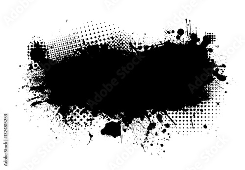 Splatter Paint Texture . Black Spray Blot of Ink. Place illustration Over any Object to Create Grungy Effect . hand drawn. Not AI, Vector