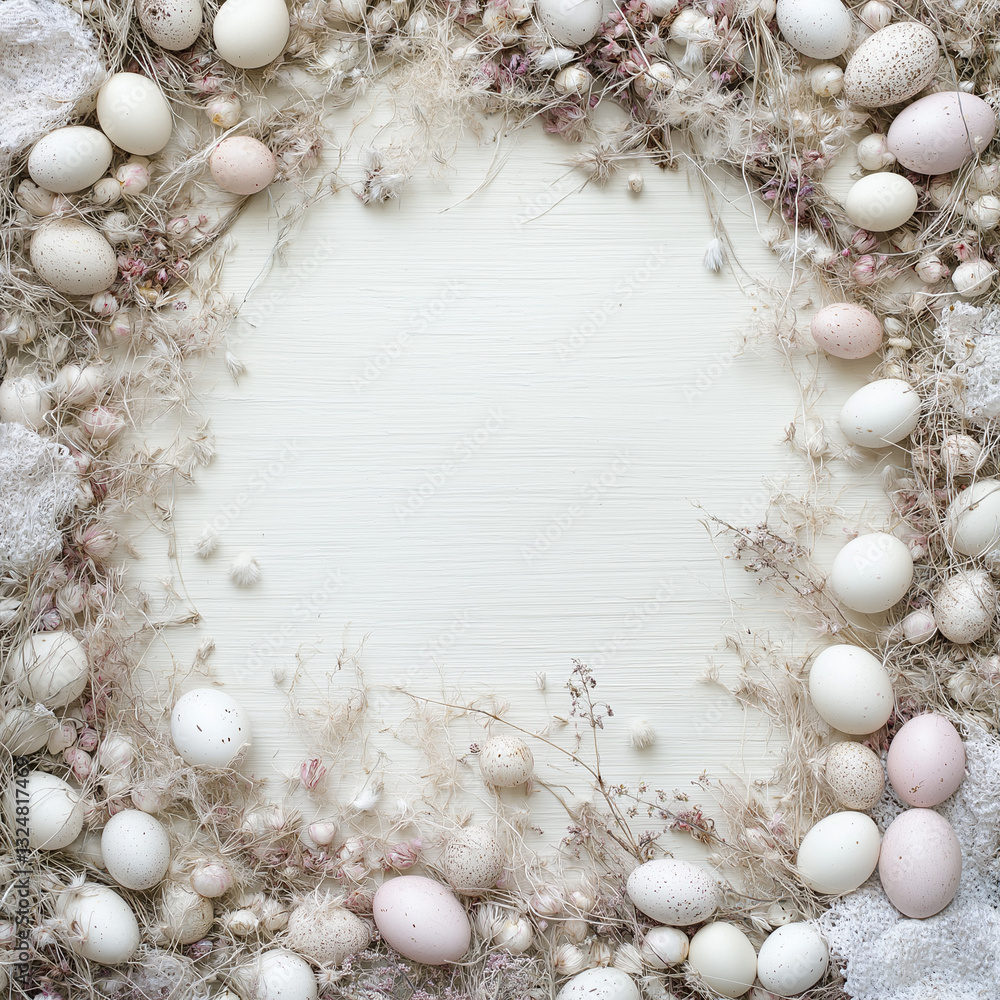 Obraz premium easter eggs and flower border