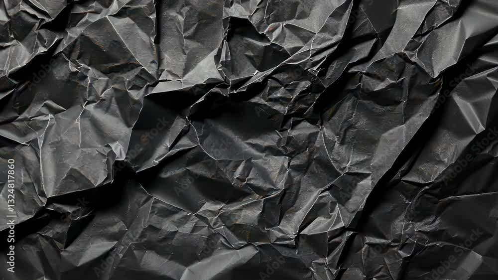 Dynamic transformation of crumpled dark paper textures in motion Dynamic transformation of crumpled dark paper textures in motion