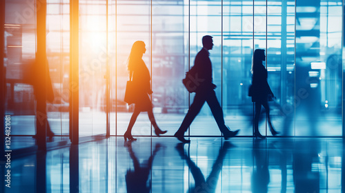 silhouette of business people in airport