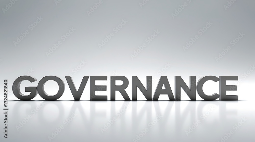 Governance concept with bold letters reflecting on a soft surface in a light setting Governance concept with bold letters reflecting on a soft surface in a light setting