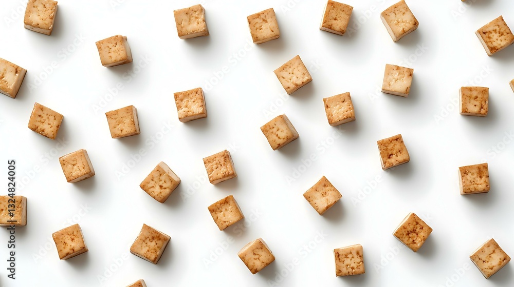 Top view of tofu cubes on white background Top view of tofu cubes on white background