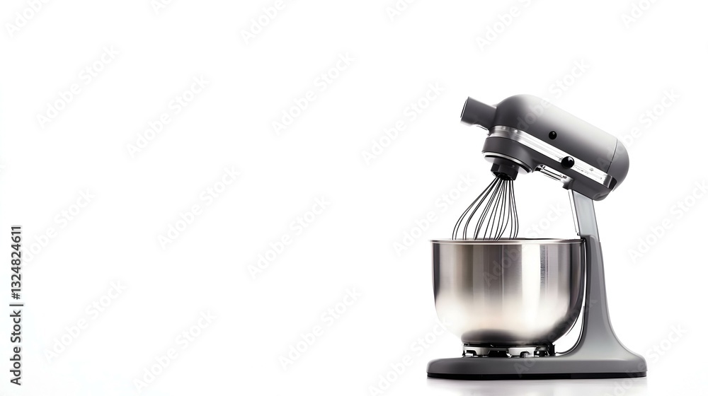 Silver food processor with whisk on white Silver food processor with whisk on white