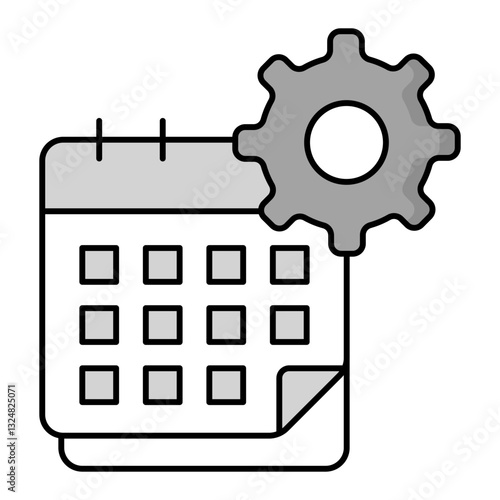 Calendar icon with a gear representing configuration, automation scheduling, system settings, and workflow adjustments