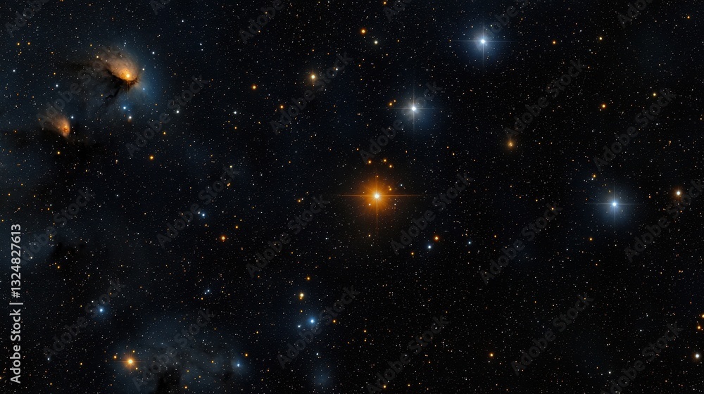 Obraz premium An expansive night sky reveals numerous shining stars and celestial formations, highlighting a captivating display of cosmic beauty