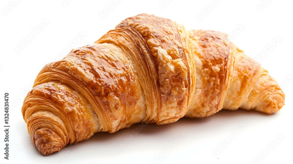 Closeup of a fresh baked croissant on a white Closeup of a fresh baked croissant on a white