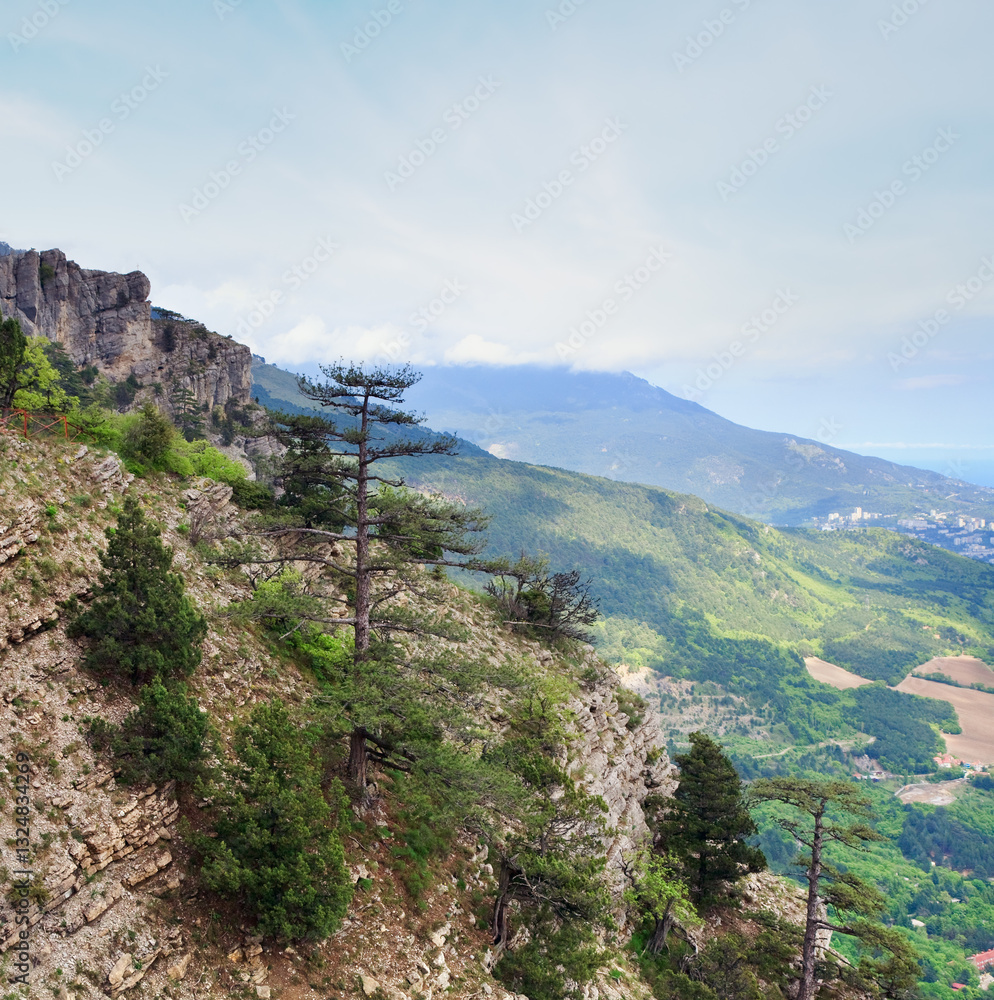 view of Yalta city from slope of Aj-Petri Mount (Ukraine)