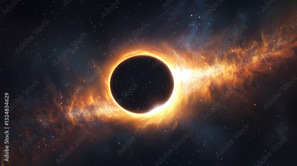 Naklejka premium Captivating cosmic landscape with vibrant nebulae and distant stars illuminating the night sky. Ecliptic Light. Illustration