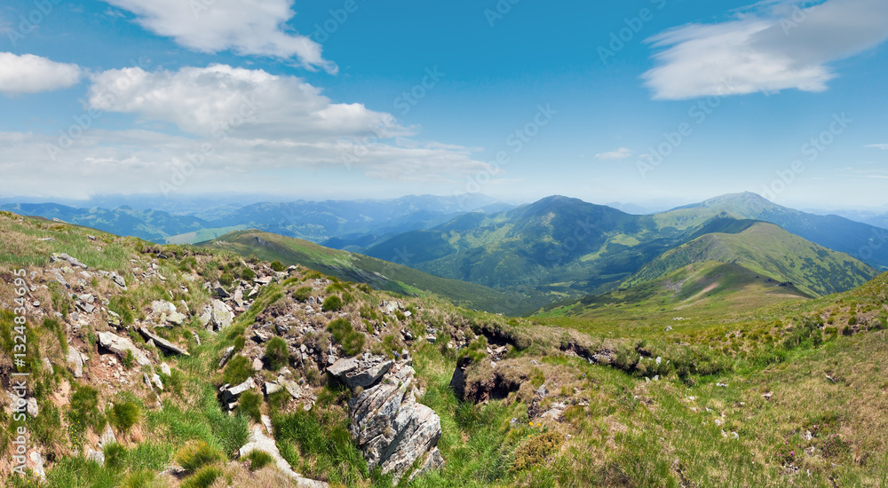 large stones on summer mountainside