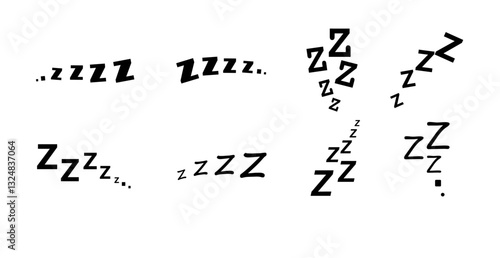 Zzz bed sleep snore icons snooze nap Z sound . Sleepy yawn or insomnia sleeper alarm clock Zzz line icons of goodnight deep sleep, bored or tired