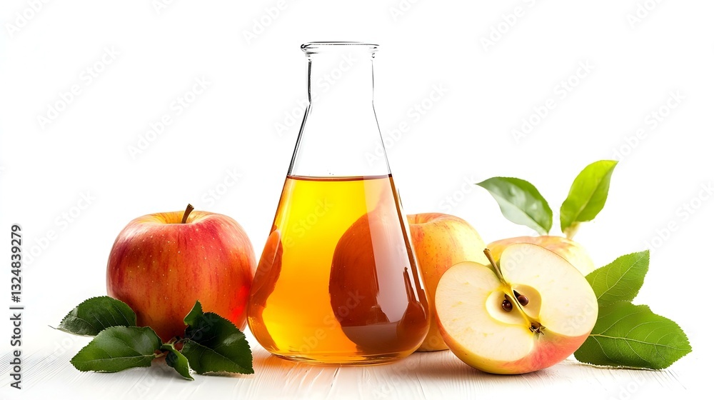 Fresh apple juice in a glass beaker isolated Fresh apple juice in a glass beaker isolated