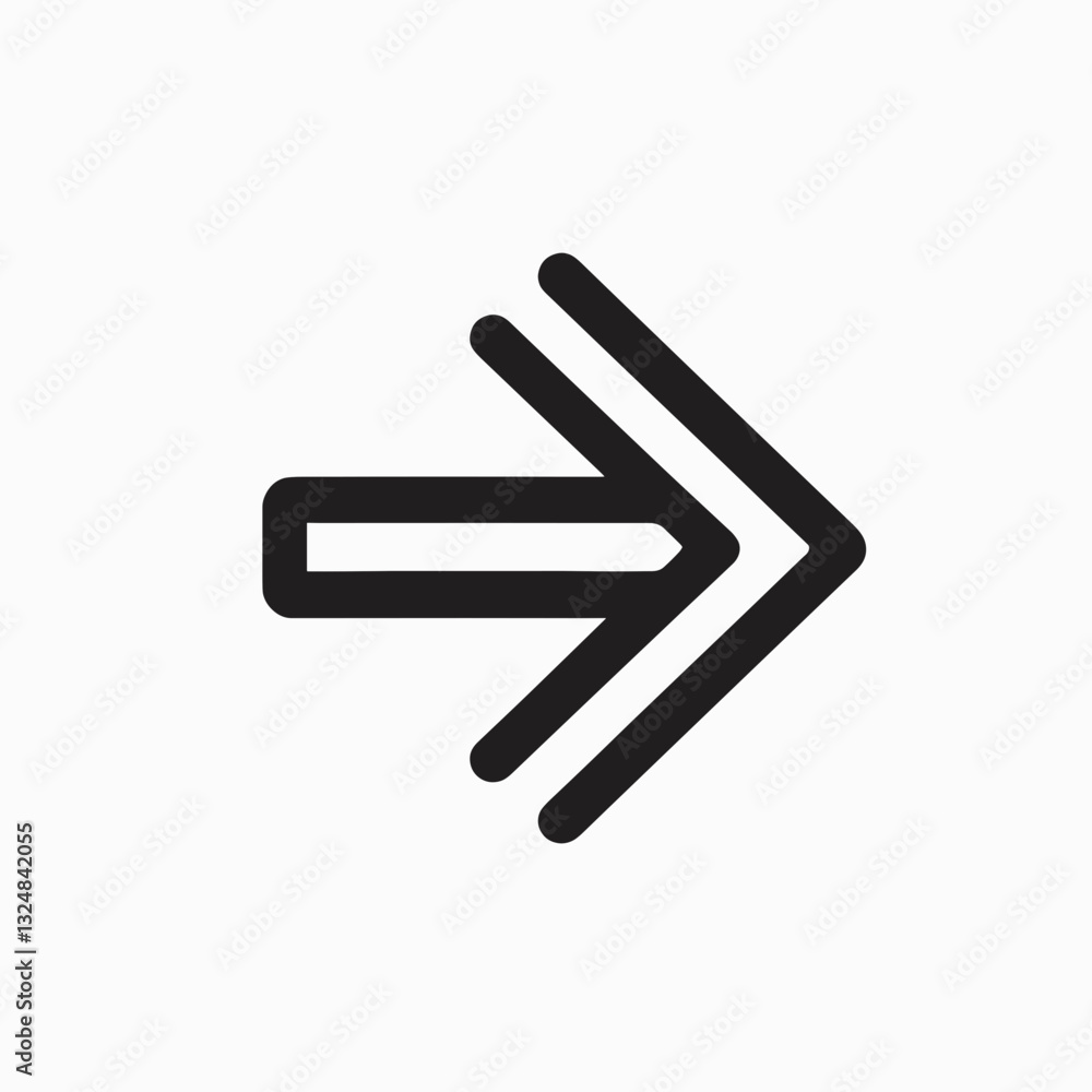 Stylized arrow icon on simple background, direction and movement Stylized arrow icon on simple background, direction and movement