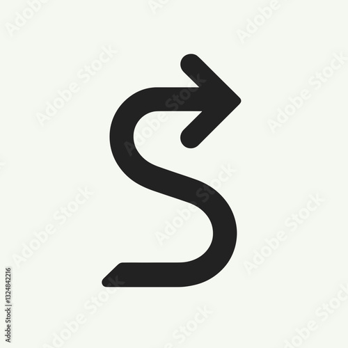 Curved arrow symbol indicating direction on soft background, guidance