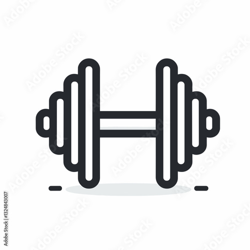 Stylish dumbbell icon on white background, fitness concept