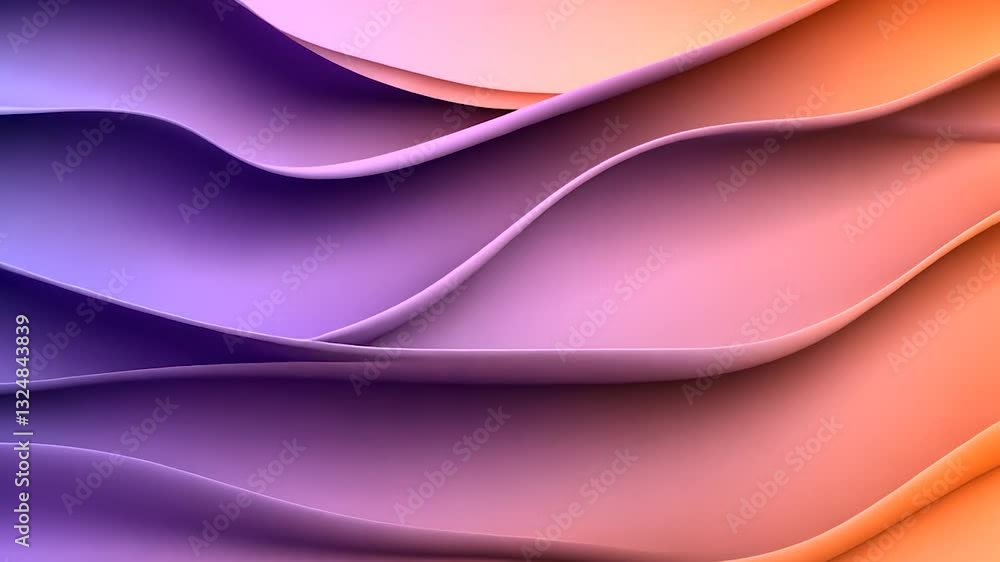 Abstract flowing waves of purple and orange fabric creating a smooth, serene background Abstract flowing waves of purple and orange fabric creating a smooth, serene background