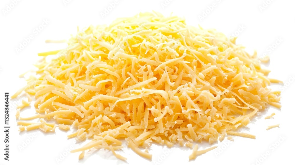 Grated cheese isolated white background Grated cheese isolated white background