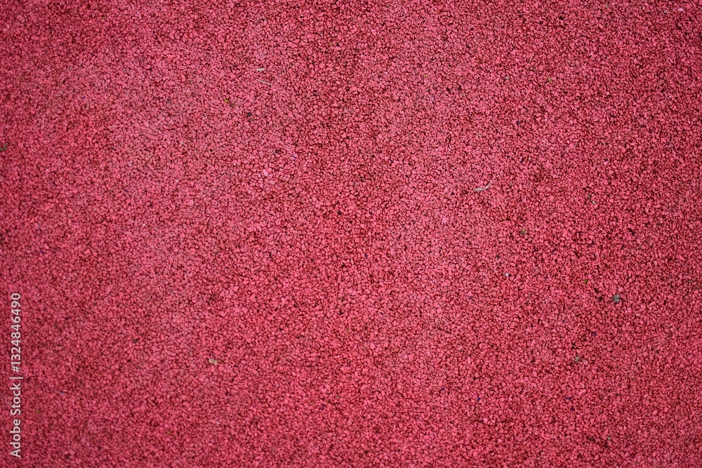 Fototapeta premium Red sports field rubber coating close up. Playground paving background texture.